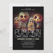 Eenvoudige Pompoen Carving Party Halloween Spooky Kaart (Voorkant)