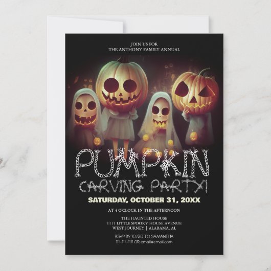 Eenvoudige Pompoen Carving Party Halloween Spooky Kaart (Voorkant)