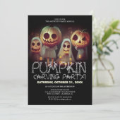 Eenvoudige Pompoen Carving Party Halloween Spooky Kaart (Staand voorkant)