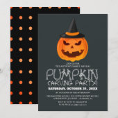 Eenvoudige Pompoen Carving Party Halloween Spooky Kaart (Voorkant / Achterkant)