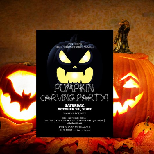 Eenvoudige Pompoen Carving Party Halloween Spooky Kaart