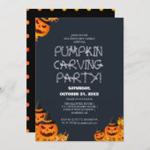 Eenvoudige Pompoen Carving Party Halloween Spooky Kaart (Voorkant / Achterkant)