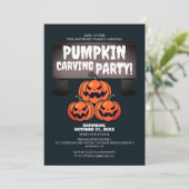 Eenvoudige Pompoen Carving Party Halloween Spooky Kaart (Staand voorkant)