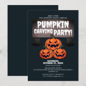 Eenvoudige Pompoen Carving Party Halloween Spooky Kaart (Voorkant / Achterkant)