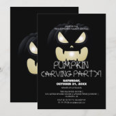 Eenvoudige Pompoen Carving Party Halloween Spooky Kaart (Voorkant / Achterkant)