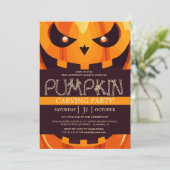 Eenvoudige Pompoen Carving Party Halloween Spooky Kaart (Staand voorkant)