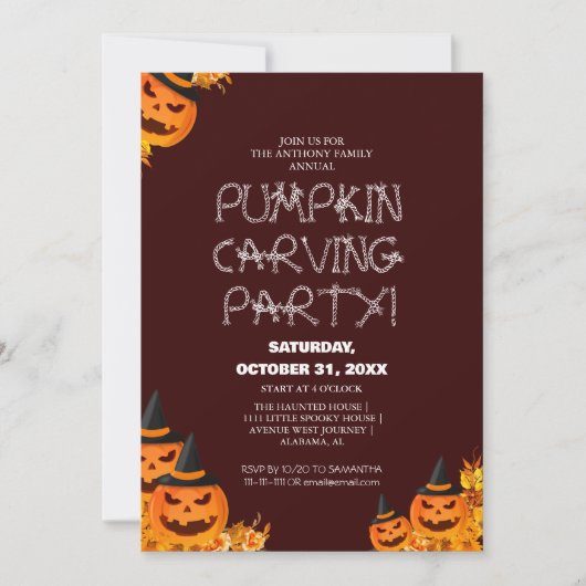 Eenvoudige Pompoen Carving Party Halloween Spooky Kaart (Voorkant)