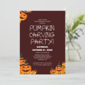 Eenvoudige Pompoen Carving Party Halloween Spooky Kaart (Staand voorkant)