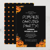 Eenvoudige Pompoen Carving Party Halloween Spooky Kaart (Voorkant / Achterkant)