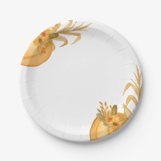 Eenvoudige Pompoen Herfst Papier Borden Papieren Bordje (Voorkant)