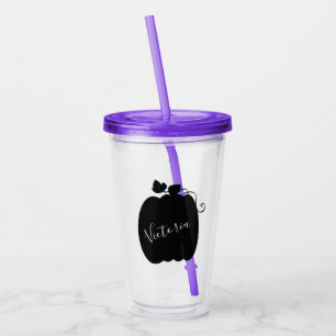 Eenvoudige Pompoenveld Naam Monogram Lettertype Acryl Drinkbeker