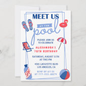 Eenvoudige Pool Party 78e verjaardag uitnodigingen (Voorkant)