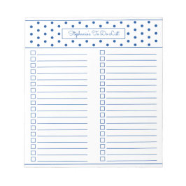 Eenvoudige poolpuntblauwe twee kolommen om checkli notitieblok