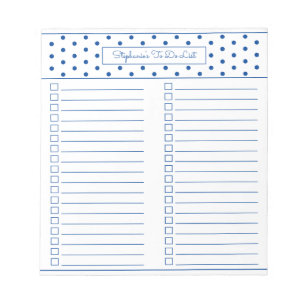 Eenvoudige poolpuntblauwe twee kolommen om checkli notitieblok