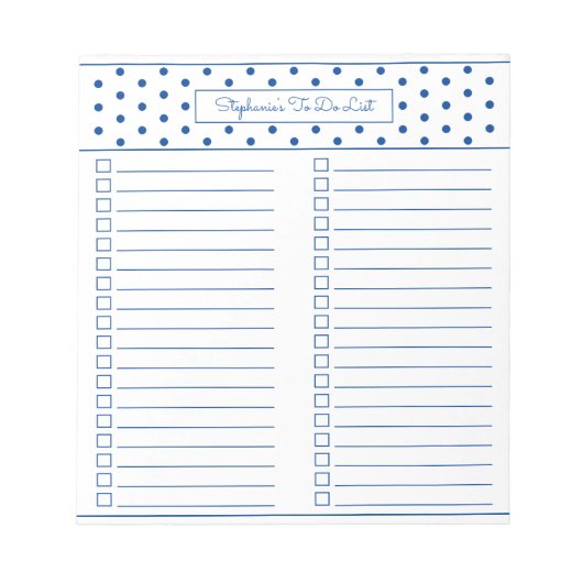 Eenvoudige poolpuntblauwe twee kolommen om checkli notitieblok (Voorkant)