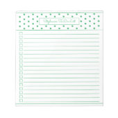 Eenvoudige Poolse punt groene één kolom om checkli Notitieblok (Voorkant)