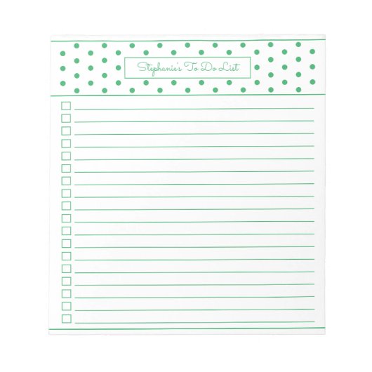 Eenvoudige Poolse punt groene één kolom om checkli Notitieblok (Voorkant)