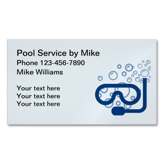 Eenvoudige poolservice magnetisch visitekaartje (Voorkant)