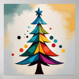 Eenvoudige Pop Art Geometrische Kerstboom en Cirke Poster