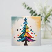 Eenvoudige Pop Art Geometrische kerstboomcirkels Feestdagenkaart (Staand voorkant)