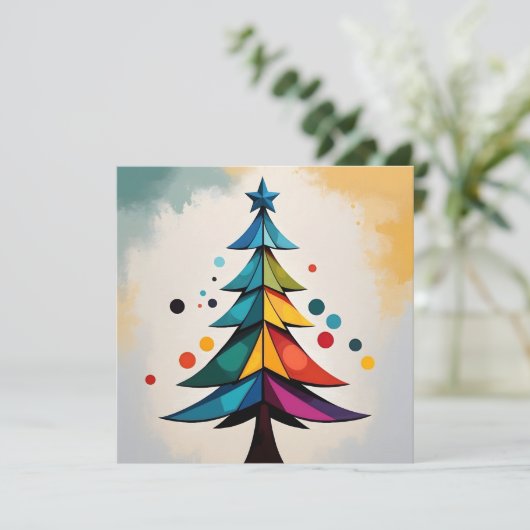 Eenvoudige Pop Art Geometrische kerstboomcirkels Feestdagenkaart (Staand voorkant)