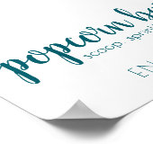 Eenvoudige Popcorn Bar | Blauwgroen Aqua elk evene Poster (Hoek)