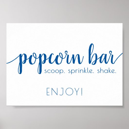 Eenvoudige Popcorn Bar | French Blue elk event tek Poster (Voorkant)