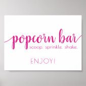 Eenvoudige Popcorn Bar | Hot Pink elk event teken Poster (Voorkant)