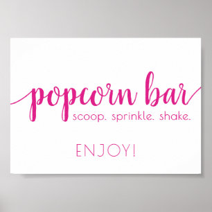 Eenvoudige Popcorn Bar Hot Pink elk event teken Poster