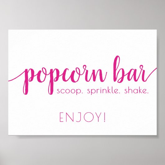 Eenvoudige Popcorn Bar | Hot Pink elk event teken Poster (Voorkant)