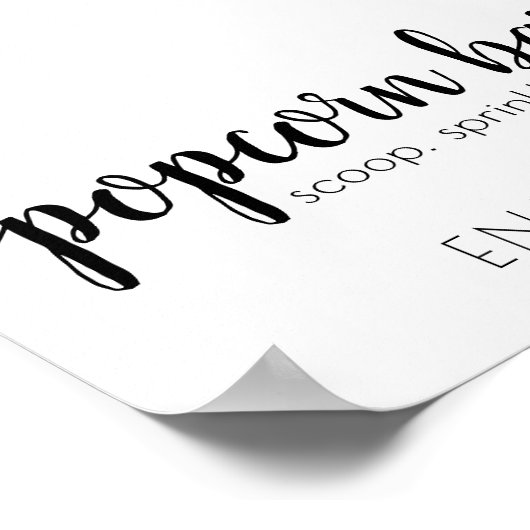 Eenvoudige Popcorn Bar | Zwart script elk eventtek Poster (Hoek)