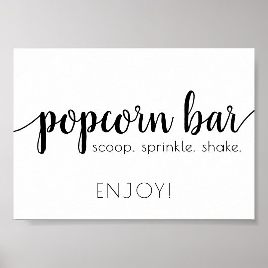 Eenvoudige Popcorn Bar | Zwart script elk eventtek Poster (Voorkant)