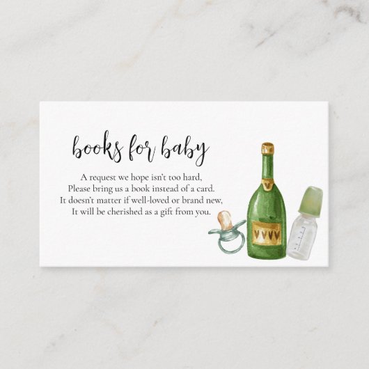 Eenvoudige Poppin Champagne Flessen Boeken Baby sh Informatiekaartje (Voorkant)