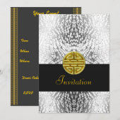 Eenvoudige populaire uitnodiging met Chinees symbo (Voorkant / Achterkant)