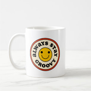 Eenvoudige Positive Vibes Retro Style Smiley  Koffiemok