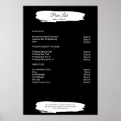 Eenvoudige Poster met Zwarte Witte Prijslijst (Voorkant)