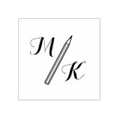 Eenvoudige potlood Monogram Initialen Rubberstempel (Afrduk)