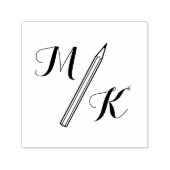 Eenvoudige potlood Monogram Initialen Zelfinktende Stempel (Design)