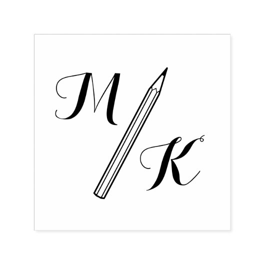 Eenvoudige potlood Monogram Initialen Zelfinktende Stempel (Design)