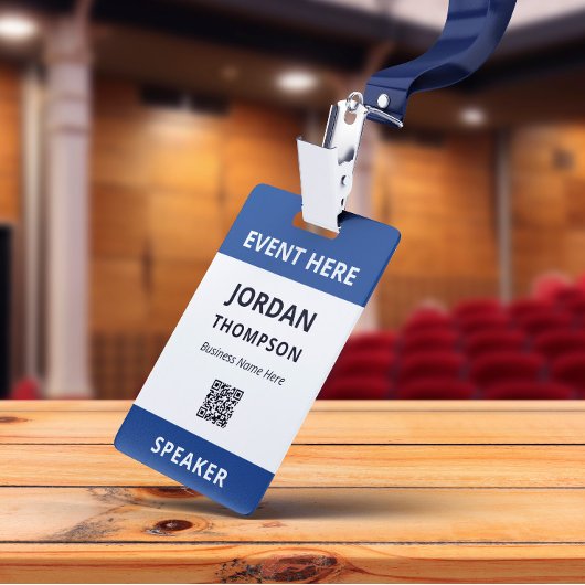 Eenvoudige Praktische Donkerblauwe QR-code Eveneme Badge