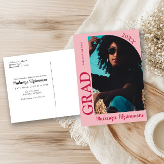 Eenvoudige Preppy Foto Afstudeeruitnodiging Postka Briefkaart