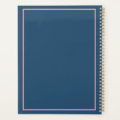 Eenvoudige Preppy Navy Roze en Crème Monogram Planner (Achterkant)
