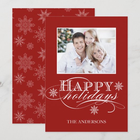 EENVOUDIGE PRETTIGE FEESTDAGEN FOTOKAART RED FEESTDAGENKAART (Voorkant / Achterkant)