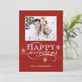 EENVOUDIGE PRETTIGE FEESTDAGEN FOTOKAART RED FEESTDAGENKAART (Staand voorkant)