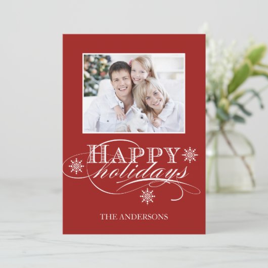 EENVOUDIGE PRETTIGE FEESTDAGEN FOTOKAART RED FEESTDAGENKAART (Staand voorkant)