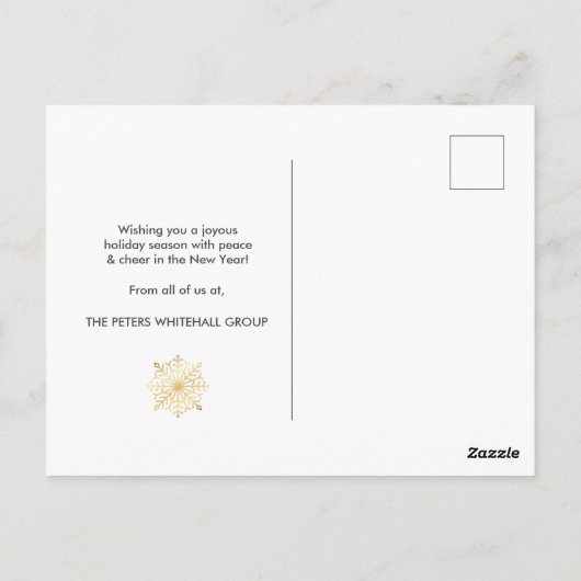 Eenvoudige Prettige feestdagen Snowflake Gold Busi Briefkaart (Achterkant)