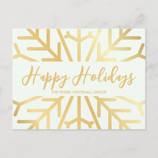 Eenvoudige Prettige feestdagen Snowflake Gold Busi Briefkaart (Voorkant)