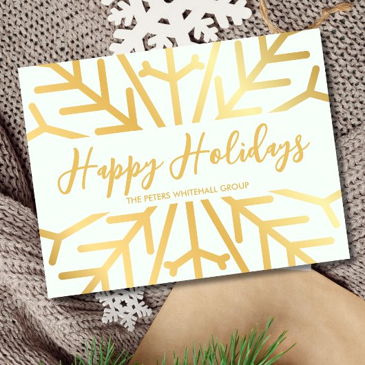 Eenvoudige Prettige feestdagen Snowflake Gold Busi Briefkaart