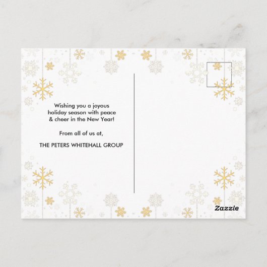 Eenvoudige Prettige feestdagen Snowflake Gold Grey Briefkaart (Achterkant)