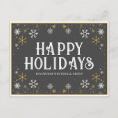 Eenvoudige Prettige feestdagen Snowflake Gold Grey Briefkaart (Voorkant)